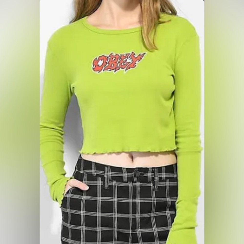 Obey Long Sleeve Crop Top